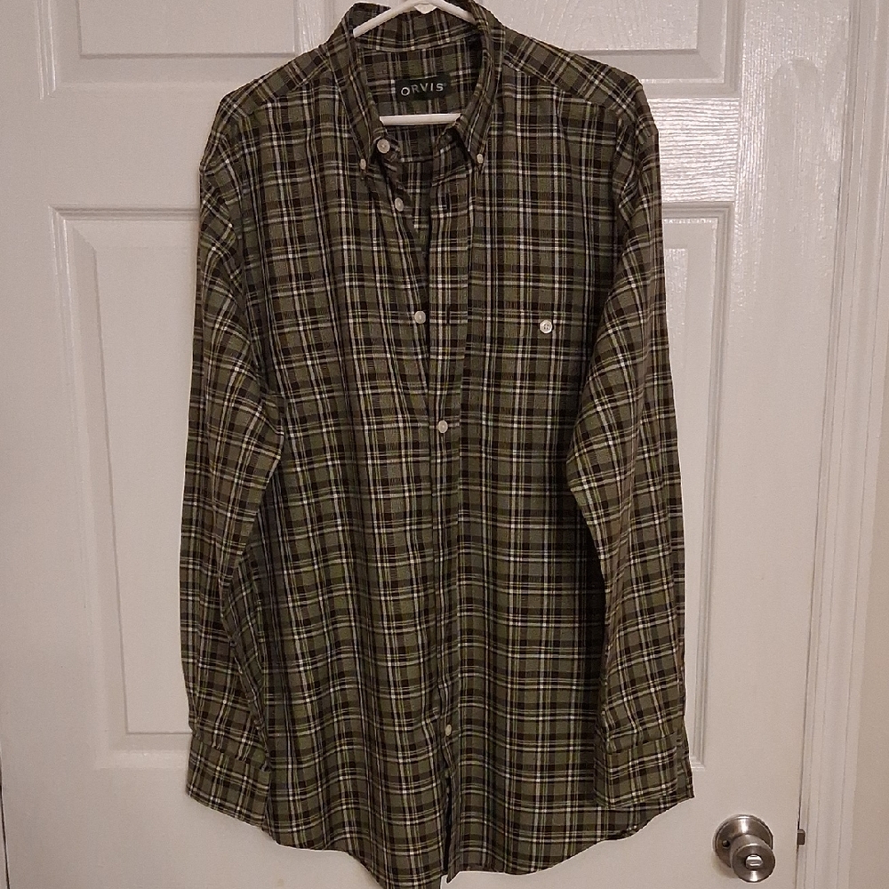 Orvis Plaid Button-Down Shirt 100% Cotton